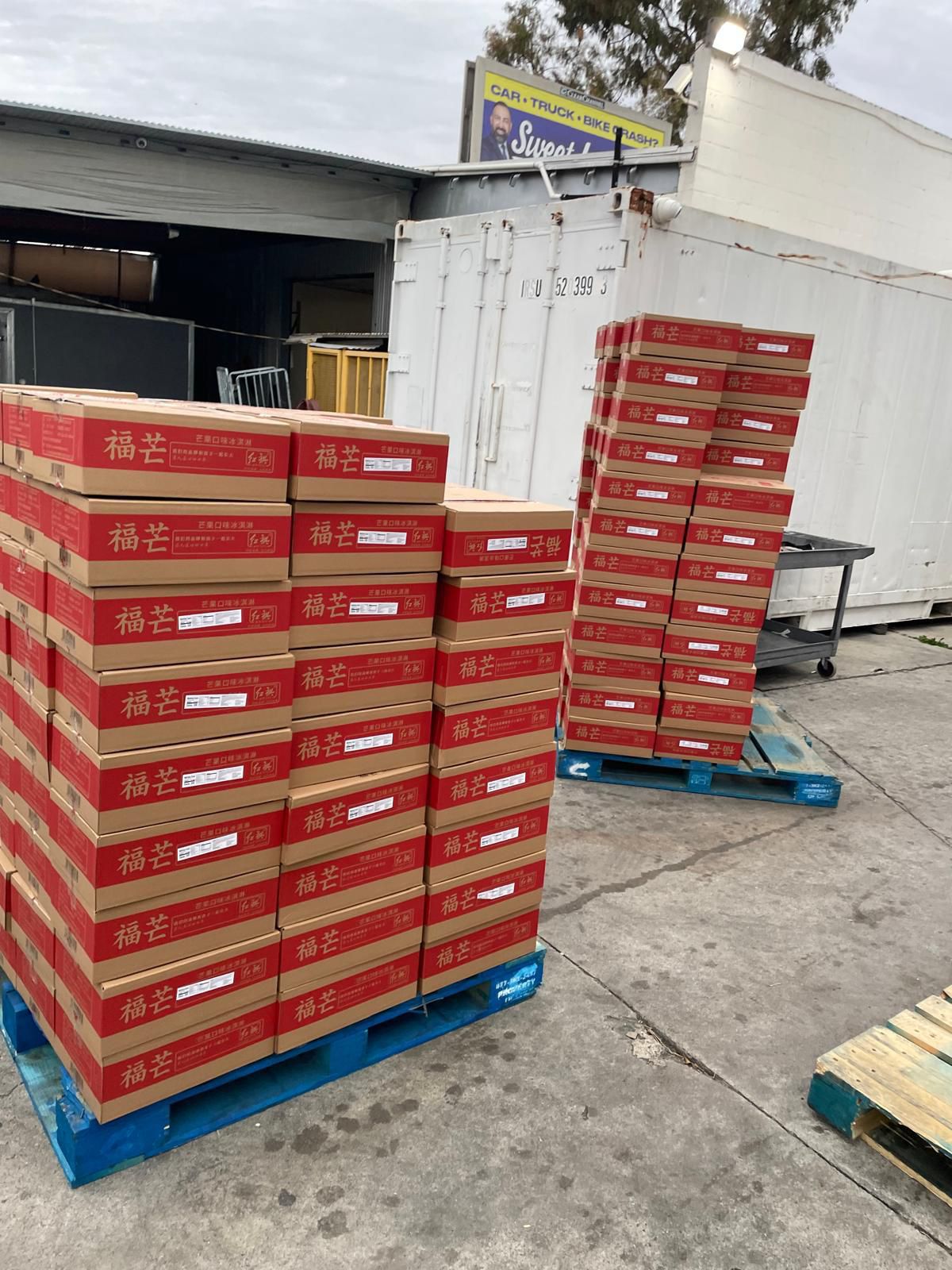 Wholesale frozen dessert inventory prepared for distribution